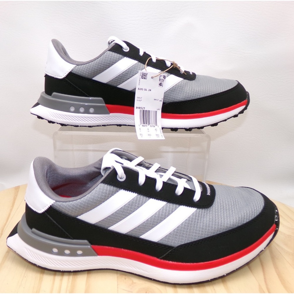 Adidas S2G SL 24 Golf Shoes Mens Sz 12 Gray Black Red Spikeless Sneakers NEW